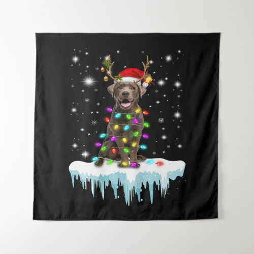 Dog Lover  Chocolate Labrador Christmas Light Tapestry