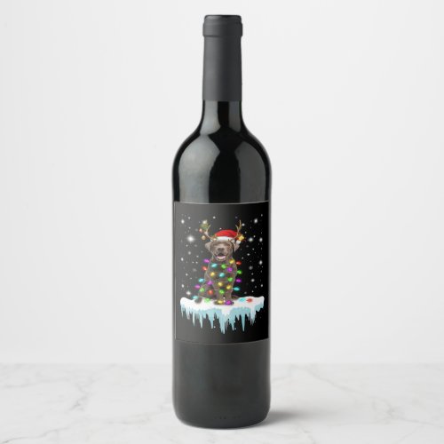 Dog Lover  Chocolate Labrador Christmas Light Wine Label