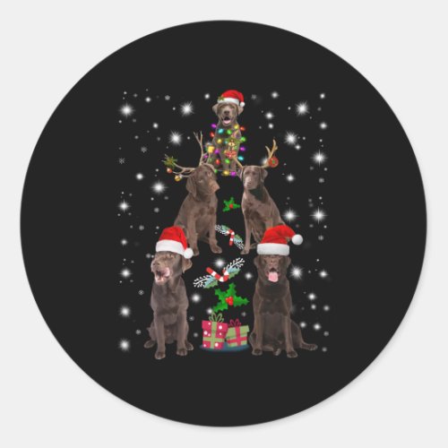 Dog Lover  Chocolate Labrador Christmas Tree Classic Round Sticker