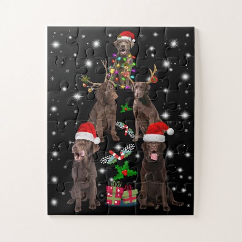 Dog Lover  Chocolate Labrador Christmas Tree Jigsaw Puzzle