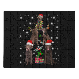 Dog Lover   Chocolate Labrador Christmas Tree Jigsaw Puzzle