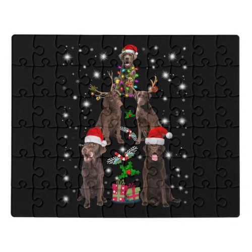 Dog Lover  Chocolate Labrador Christmas Tree Jigsaw Puzzle