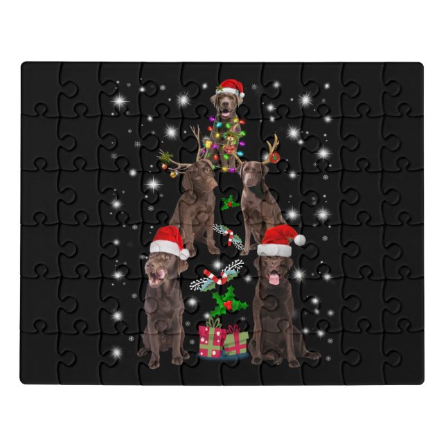 Dog Lover | Chocolate Labrador Christmas Tree Jigsaw Puzzle (Puzzle Horizontal)