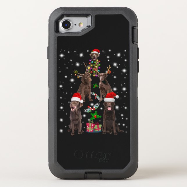 Dog Lover | Chocolate Labrador Christmas Tree Otterbox iPhone Case (Back)