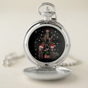 Dog Lover Chocolate Labrador Christmas Tree Pocket Watch
