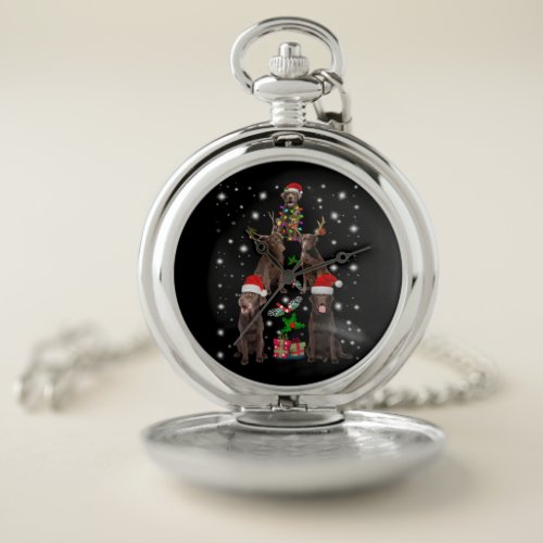 Dog Lover  Chocolate Labrador Christmas Tree Pocket Watch