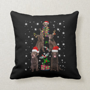 Dog Lover Chocolate Labrador Christmas Tree Throw Pillow