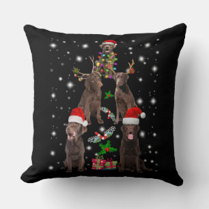 Dog Lover Chocolate Labrador Christmas Tree Throw Pillow