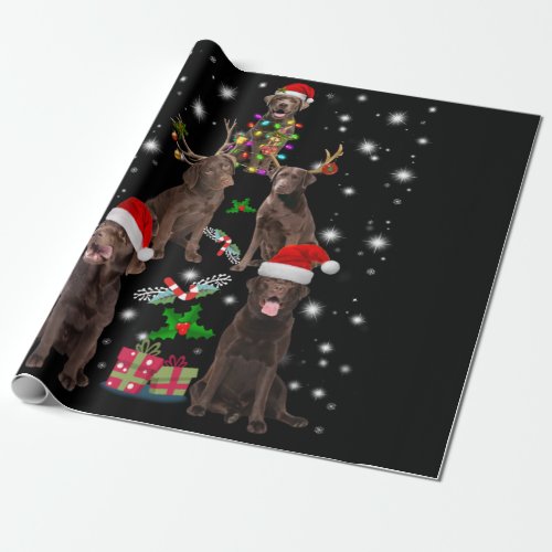 Dog Lover  Chocolate Labrador Christmas Tree Wrapping Paper