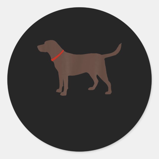 Dog Lover | Chocolate Labrador Dog Silhouette Classic Round Sticker (Front)