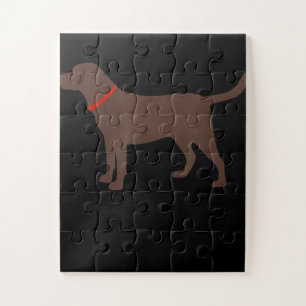 Dog Lover   Chocolate Labrador Dog Silhouette Jigsaw Puzzle