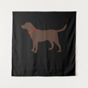 Dog Lover Chocolate Labrador Dog Silhouette Tapestry
