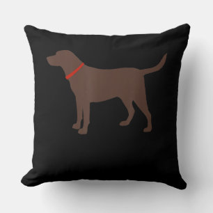 Dog Lover Chocolate Labrador Dog Silhouette Throw Pillow