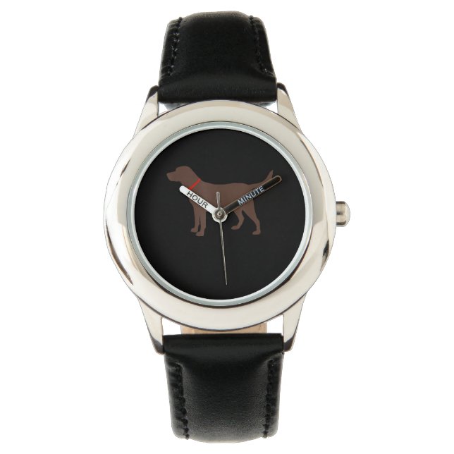 Dog Lover | Chocolate Labrador Dog Silhouette Watch (Front)