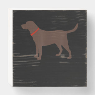 Dog Lover Chocolate Labrador Dog Silhouette Wooden Box Sign