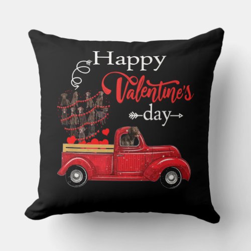 Dog Lover  Chocolate Labrador Happy Valentine Throw Pillow