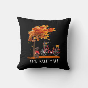 Dog Lover Chocolate Labrador It's Fall Y'all Throw Pillow