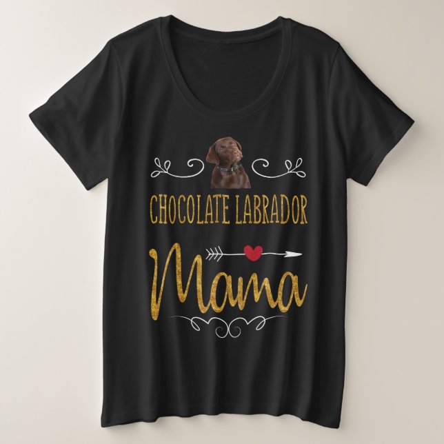 Dog Lover | Chocolate Labrador Mama Plus Size T-Shirt (Design Front)