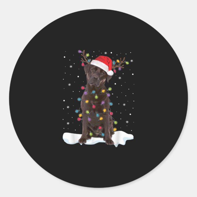 Dog Lover | Chocolate Labrador Retriever Christmas Classic Round Sticker (Front)