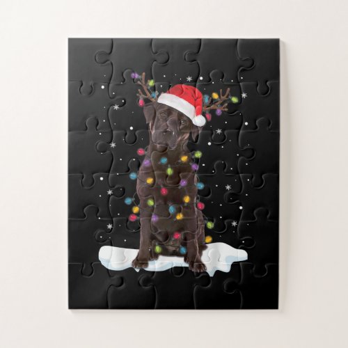 Dog Lover  Chocolate Labrador Retriever Christmas Jigsaw Puzzle