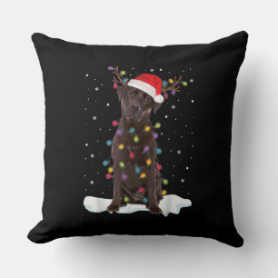 Dog Lover Chocolate Labrador Retriever Christmas Throw Pillow