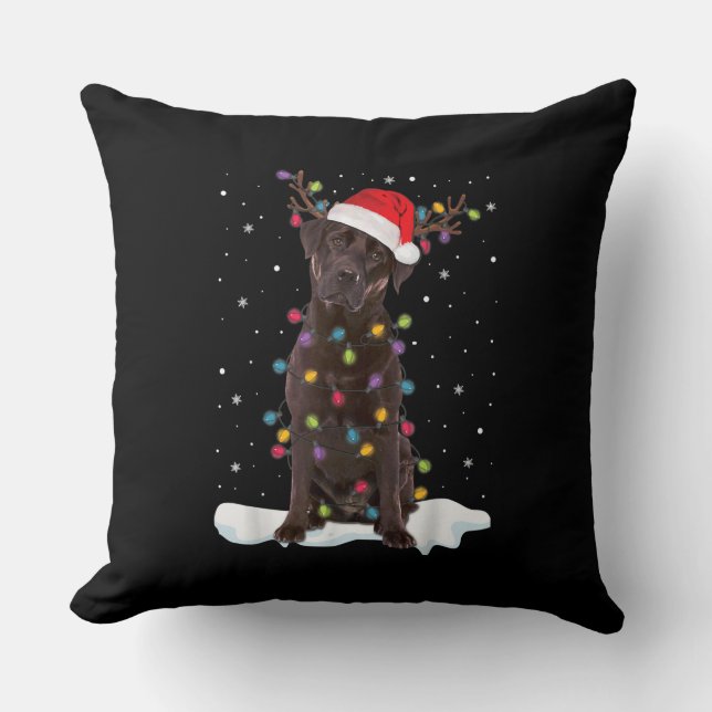 Dog Lover | Chocolate Labrador Retriever Christmas Throw Pillow (Front)