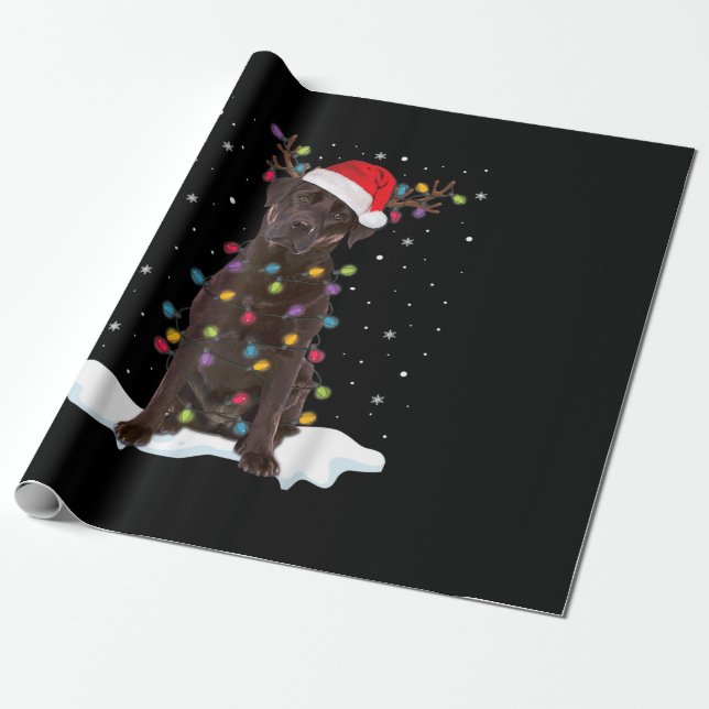 Dog Lover | Chocolate Labrador Retriever Christmas Wrapping Paper (Unrolled)