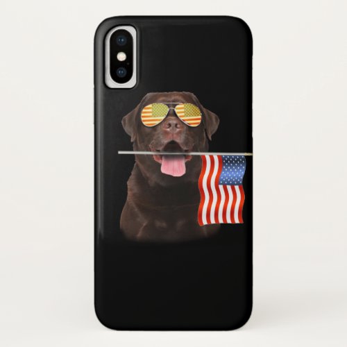 Dog Lover  Chocolate Labrador USA American Flag iPhone XS Case