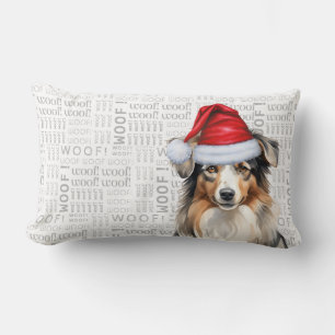 Dog Lover Christmas Australian Shepherd Santa Lumbar Pillow