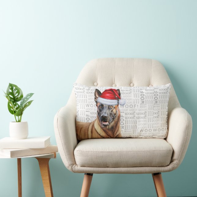Dog Lover Christmas Belgian Malinois Lumbar Pillow (Chair)
