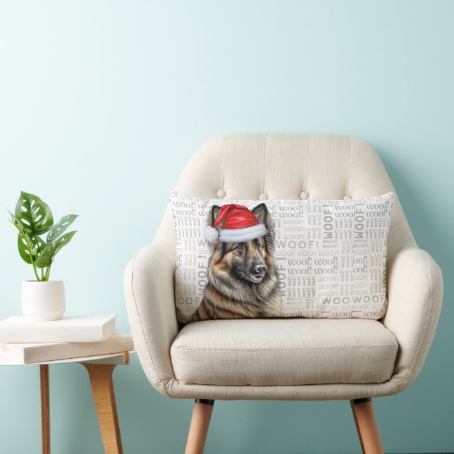 Dog Lover Christmas Belgian Tervuren Holiday Lumbar Pillow (Chair)