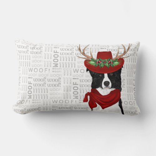 Dog Lover Christmas Border Collie Holiday Lumbar Pillow