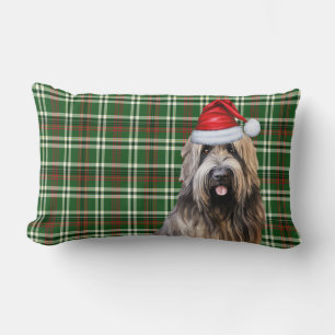 Dog Lover Christmas Briard Shepherd Holiday Plaid Lumbar Pillow