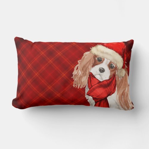 Dog Lover Christmas Cocker Spaniel Red Plaid Lumbar Pillow