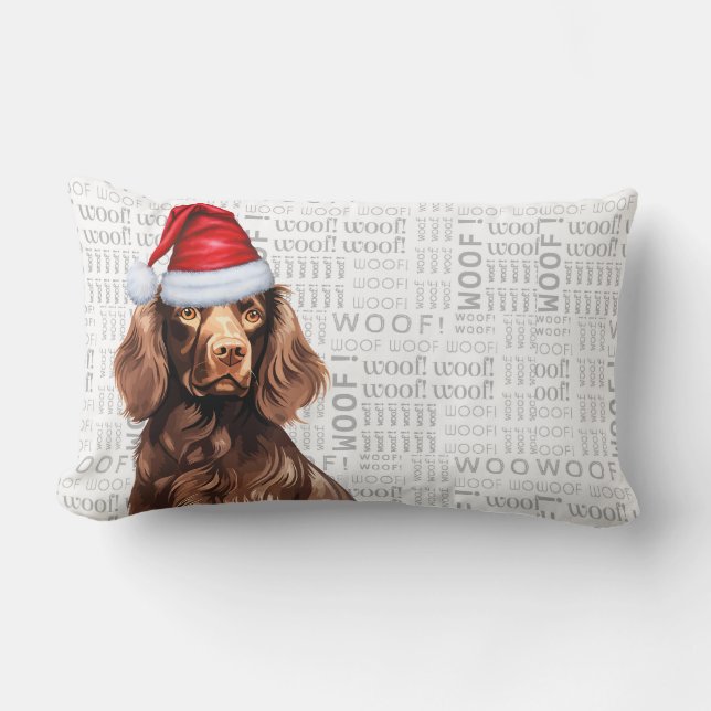Dog Lover Christmas Cute Boykin Spaniel Holiday Lumbar Pillow (Front)