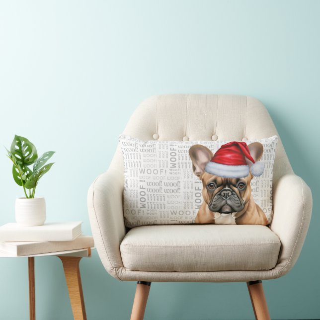 Dog Lover Christmas Cute French Bulldog Holiday Lumbar Pillow (Chair)