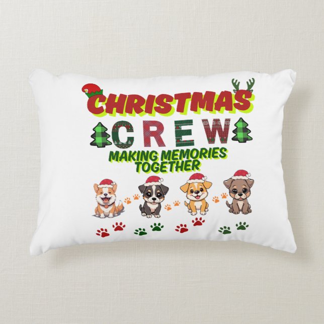 Dog Lover Christmas Family-Christmas crew dogs  Accent Pillow (Front)