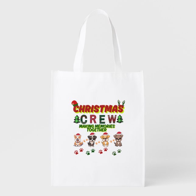 Dog Lover Christmas Family-Christmas crew dogs  Grocery Bag (Front)