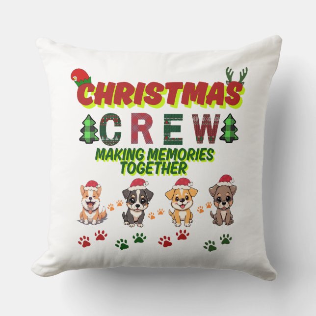 Dog Lover Christmas Family-Christmas crew dogs  Throw Pillow (Front)