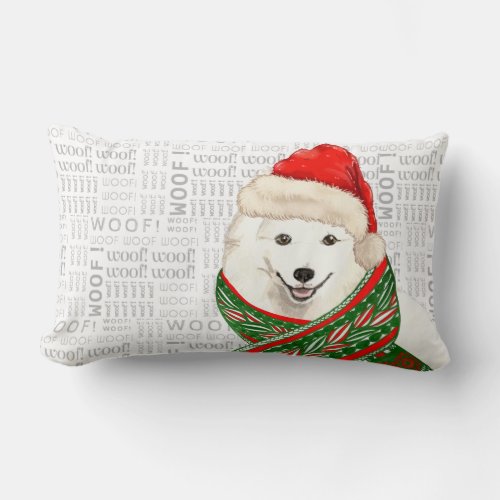 Dog Lover Christmas Japanese Spitz Holiday Lumbar Pillow