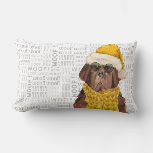 Dog Lover Christmas Newfoundland Holiday Lumbar Pillow