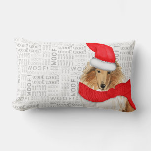 Dog Lover Christmas Rough Collie Holiday Lumbar Pillow