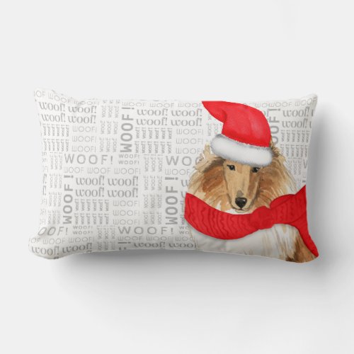 Dog Lover Christmas Rough Collie Holiday Lumbar Pillow