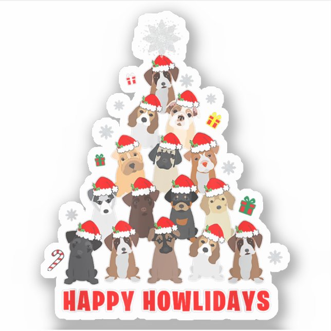 Dog Lover Christmas Tree T-shirt Gift T-Shirt Sticker (Front)