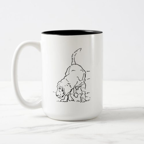 Dog Lover Coffee Mug, Beagle Illustration Two-Tone Coffee Mug
