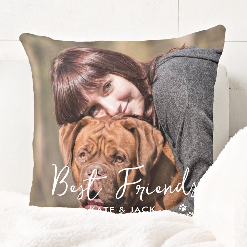 Dog Lover Custom 2 Photo Pet Best Friends Throw Pillow