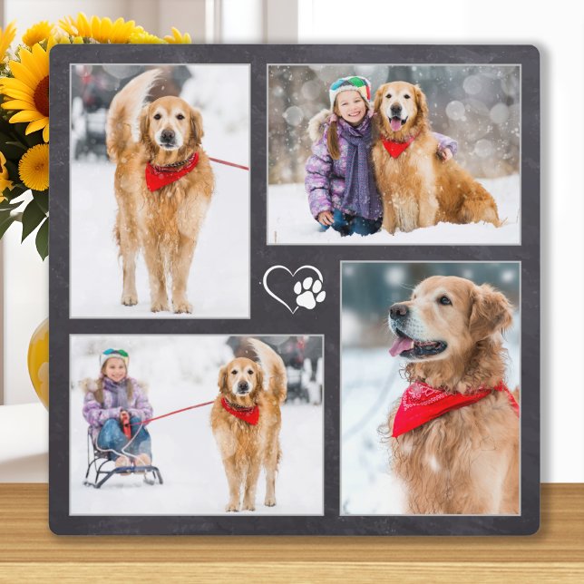 Dog Lover Customized 4 Pet Photo Collage Plaque (Creator Uploaded)