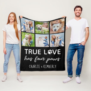 Dog Lover Customized 6 Photo Collage Pet True Love Fleece Blanket