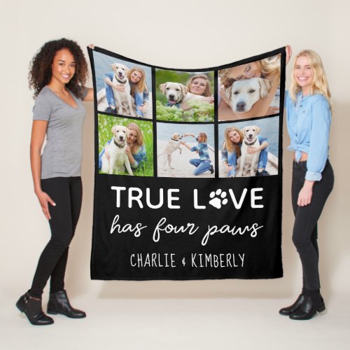 Dog Lover Customized 6 Photo Collage Pet True Love Fleece Blanket