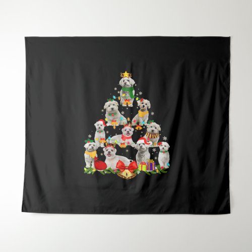 Dog Lover  Cute Maltese Christmas Tree Tapestry